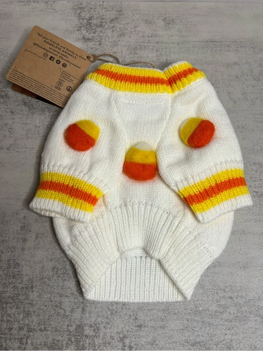 Anthropologie x Found Seasonal 3D Motif Pet Sweater in Candy Corn